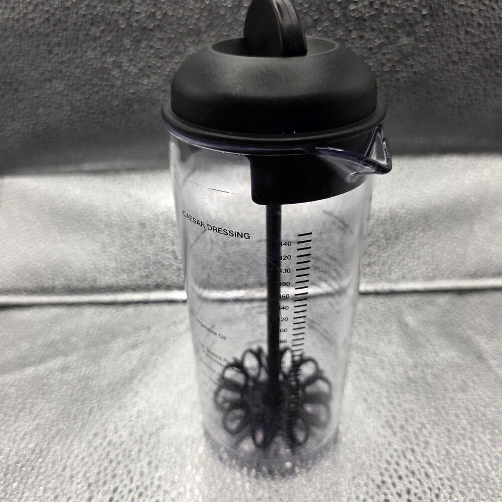 Pampered Chef Measure Mix Dressing Mixer Bottle, Clear/Black Plastic